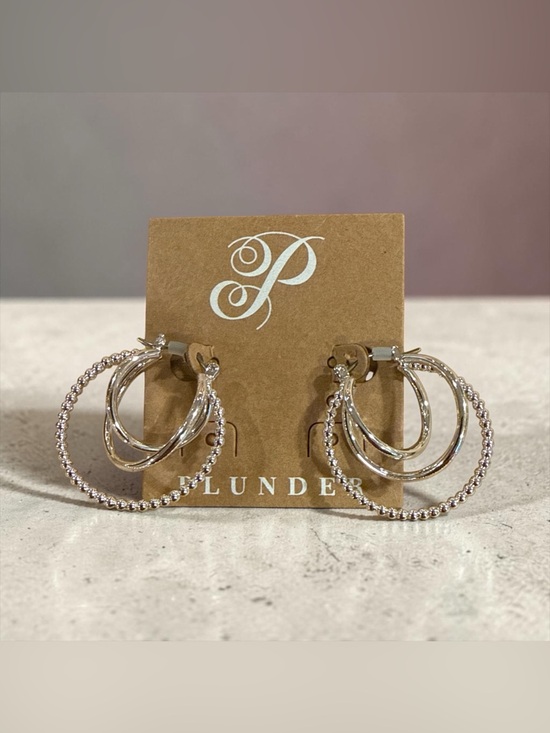 Plunder Jewelry - Plunder Silver Layered Bead and Hoop Earrings